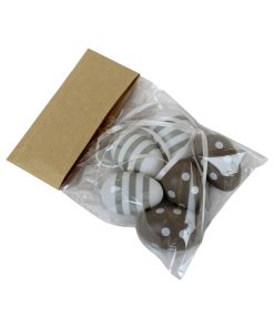 6 styk påskeæg til ophæng i lys brun, højde 4 centimeter