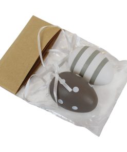 2 styk påskeæg til ophæng i lys brun, højde 6 centimeter