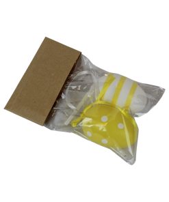 2 styk påskeæg til ophæng i gul og hvid, højde 6 centimeter