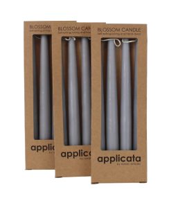 12 styk grå stagelys på 24 centimeter og 7 brændetimer.