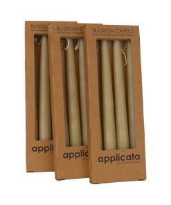 12 styk egetræsfarvede stagelys på 24 centimeter og 7 brændetimer