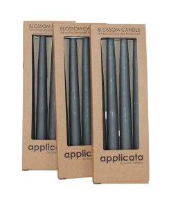 12 styk mørkegrå stagelys på 24 centimeter og 7 brændetimer