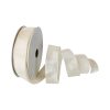 dekorationsbånd med tråd i sand råhvid farve på 25 millimeter x 25 meter