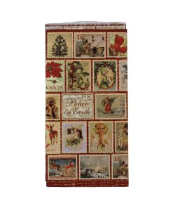 SMAL middagsserviet med vintage julefrimærkemotiv 33x42 cm 3/lag