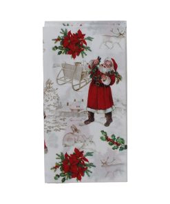 SMAL middagsserviet med leende julemand som motiv 33x42 cm 3/lag