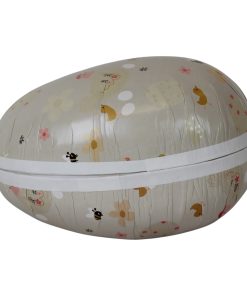 beige pap påskeæg på 18 centimeter med dekoration med påskepynt