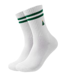 Hvide tennisstrømper med grønt juletræ str. 36-40