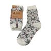 lyse grå uldsokker med hjertemønster og norsk flag i størrelse 35-38