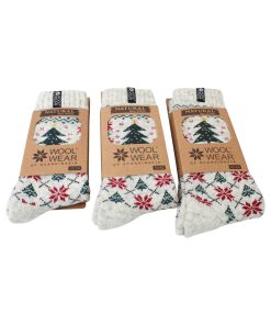 grå juleuldsokker med juletræ og stjerner og dansk flag i tre størrelser