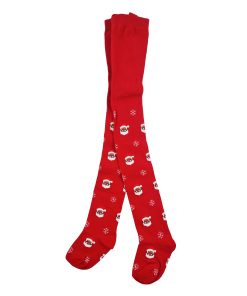 Røde strømpebukser med julemand str. 2-4 år.