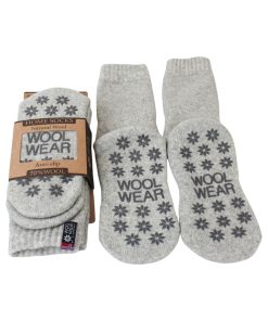 grå uldsokker med anti-slip i størrelse 39-42