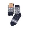 uldsokker i norsk strikmønster i navyblå og hvid i størrelse 35-38