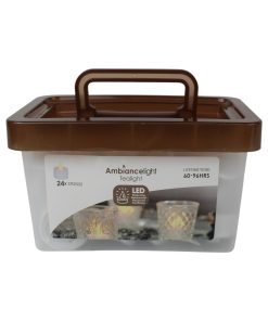 kuffert med 24 hvide led fyrfadslys med flammeeffekt, timer og batteri