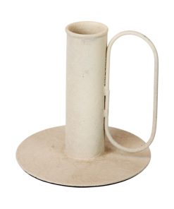 Råhvid antik lysestage med hank