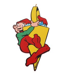 Brammingnisse med kræmmerhus i træ til ophæng malet på begge sider 40 cm