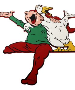 Brammingnisse med gås i træ til ophæng malet på begge sider 40 cm