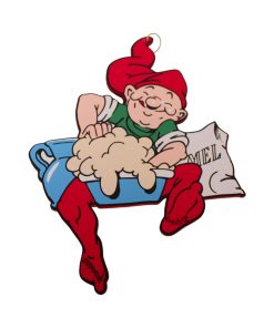 Brammingnisse, der bager i træ til ophæng malet på begge sider 25,5 cm