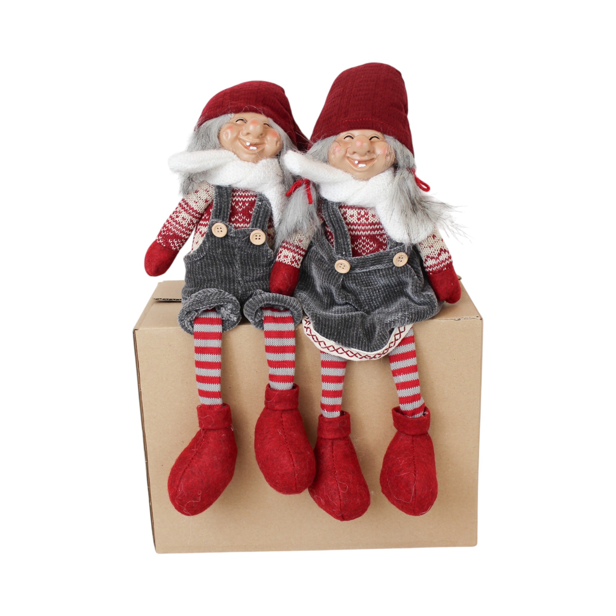 Wichtelfrau aus Stoff, sitzend mit baumelnden Beinen - 42 cm – Bild 2