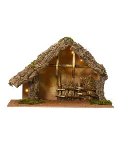 stort led lys krybbespil med hø der måler 58 x 28 x 38 cm til julelandskaber